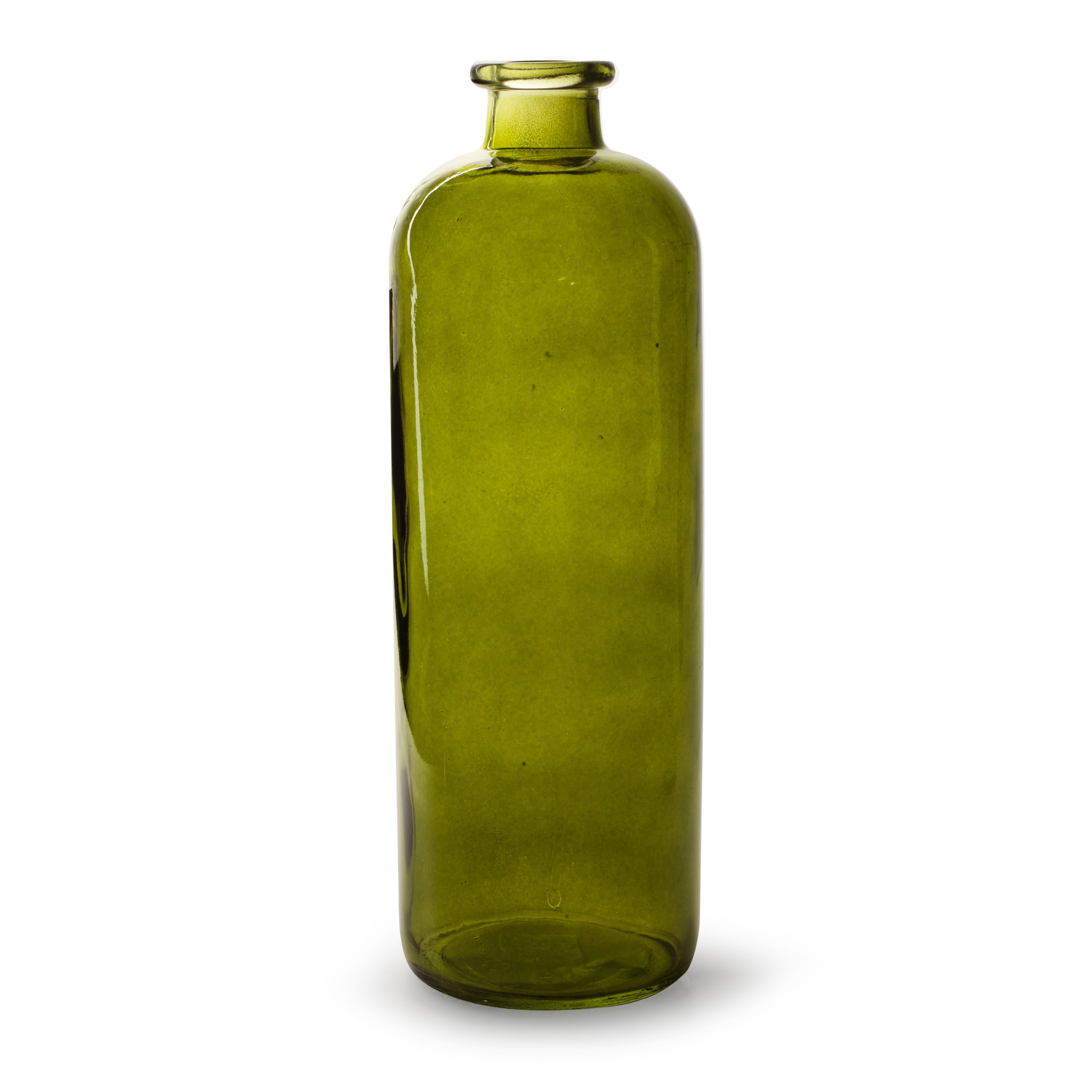 Jodeco Bloemenvaas Jardin - transparant groen glas - D11 x H33 cm - flesvaas -