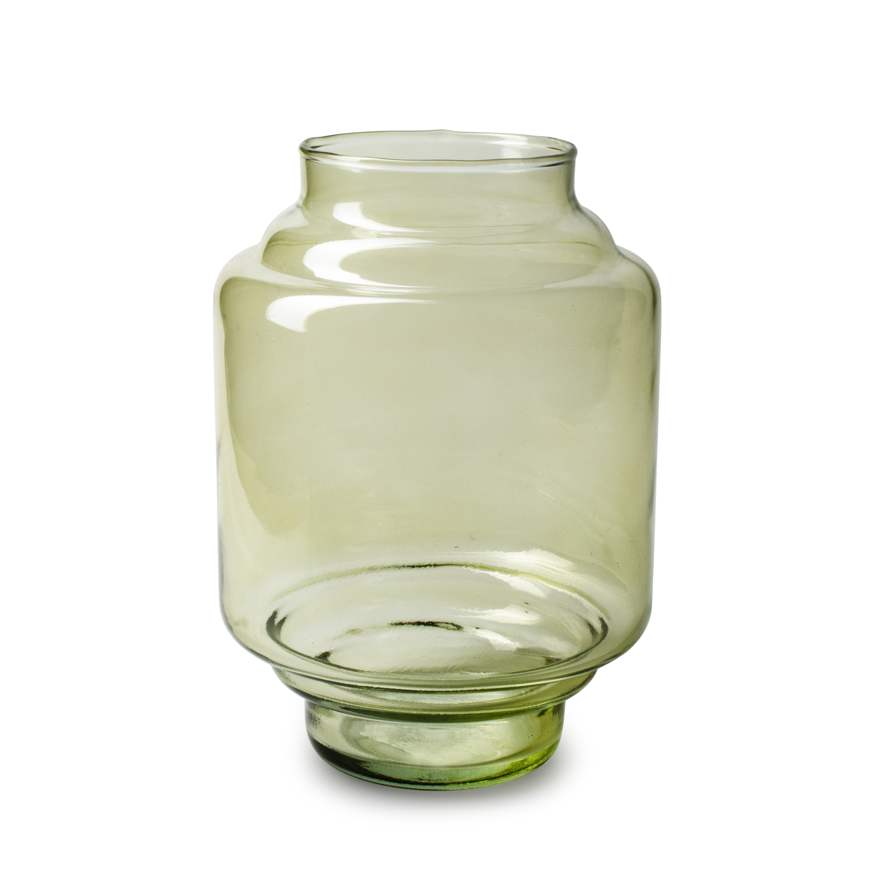 Jodeco Bloemenvaas Lotus - transparant groen - glas - D17 x H25 cm - trap vaas -
