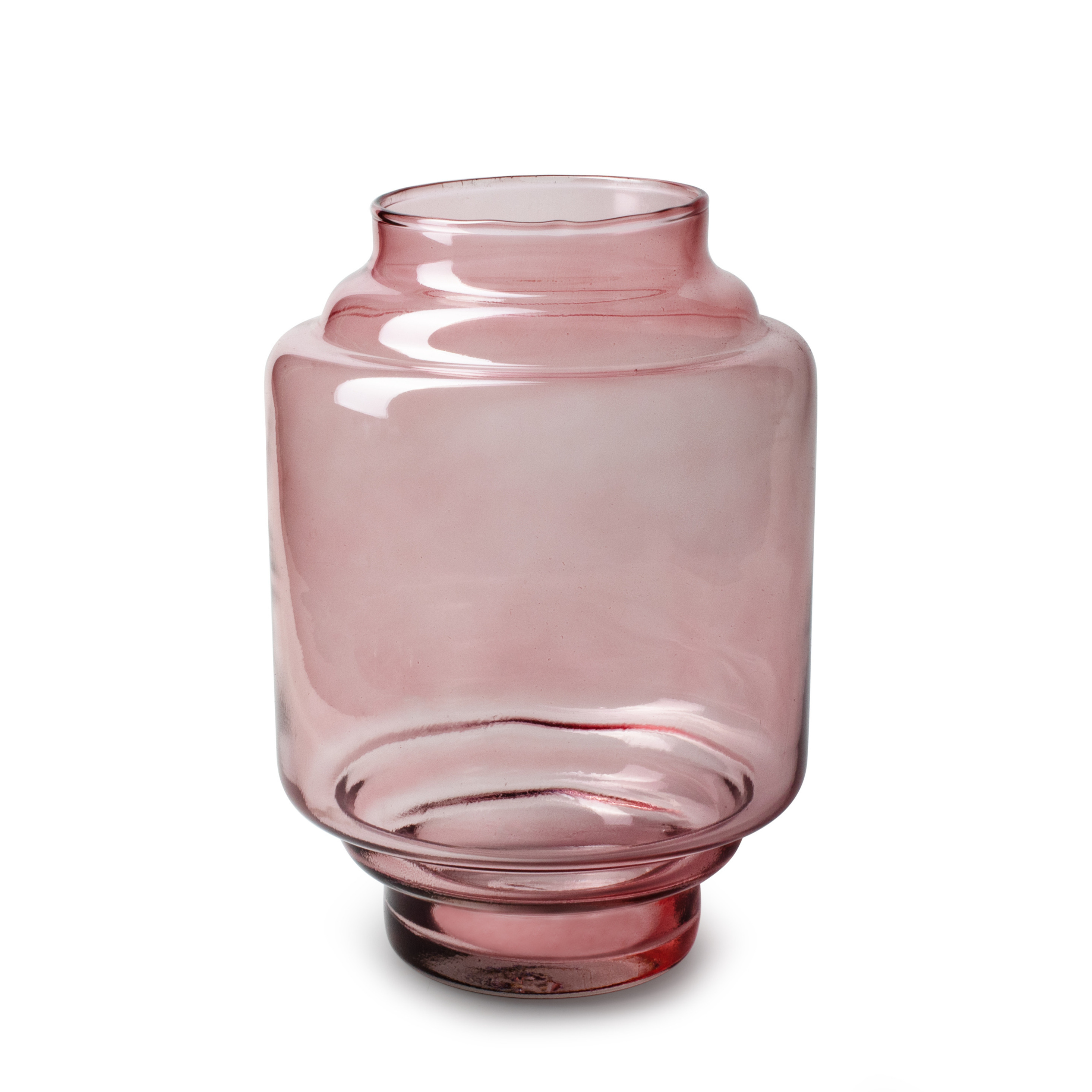 Jodeco Bloemenvaas Lotus - transparant roze - glas - D17 x H25 cm - trap vaas -