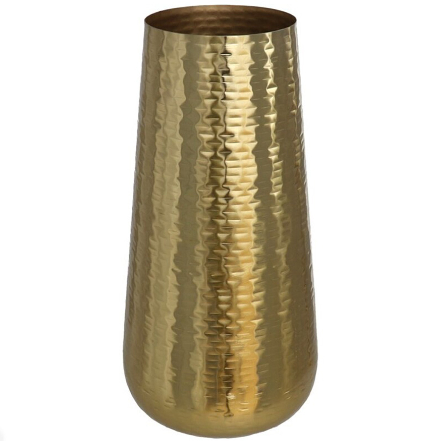 Gerimport Bloemenvaas van metaal x 17 cm kleur metallic goud -