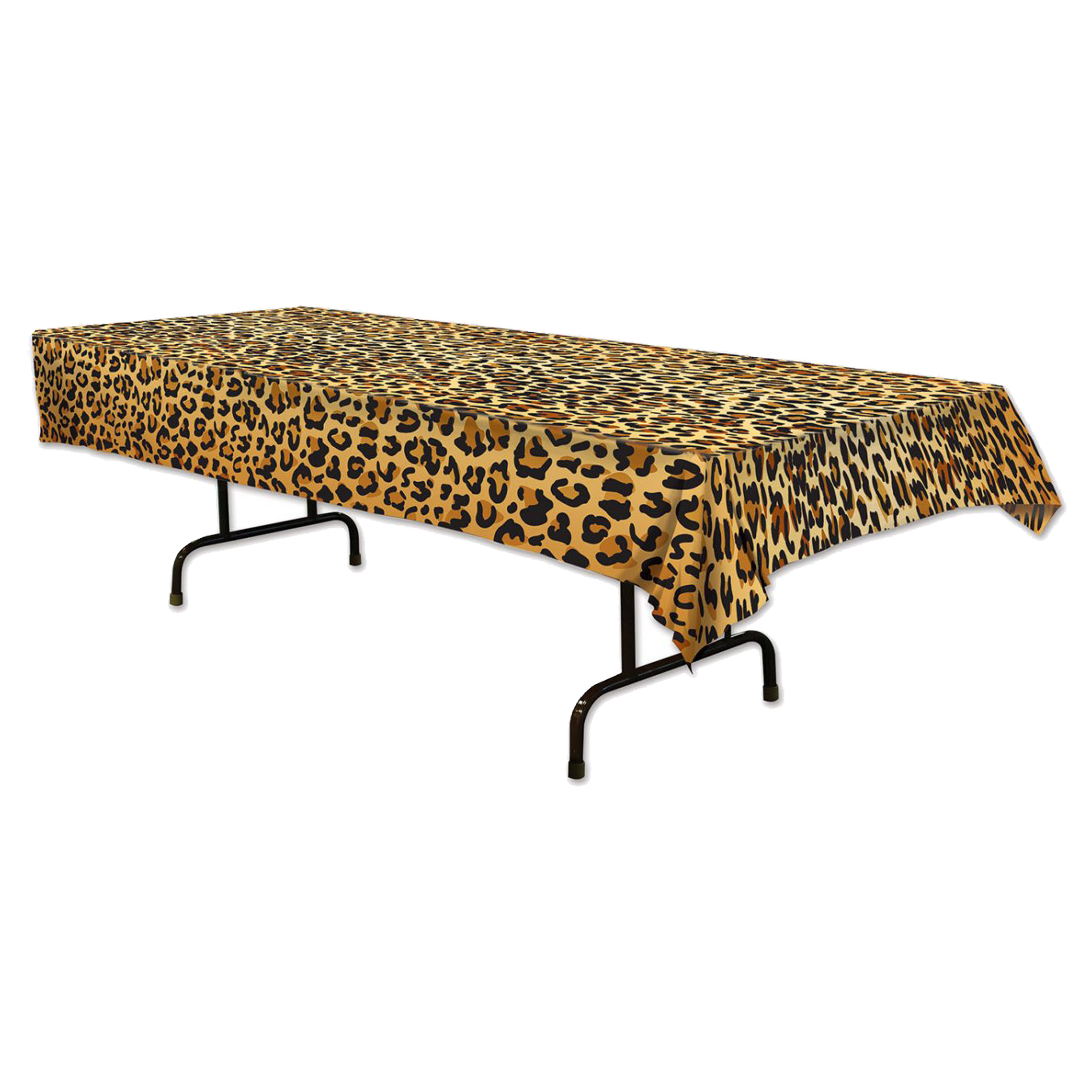 Merkloos Tafellaken/tafelkleed luipaard - 137 x 274 cm - kunststof - Jungle/dieren thema -