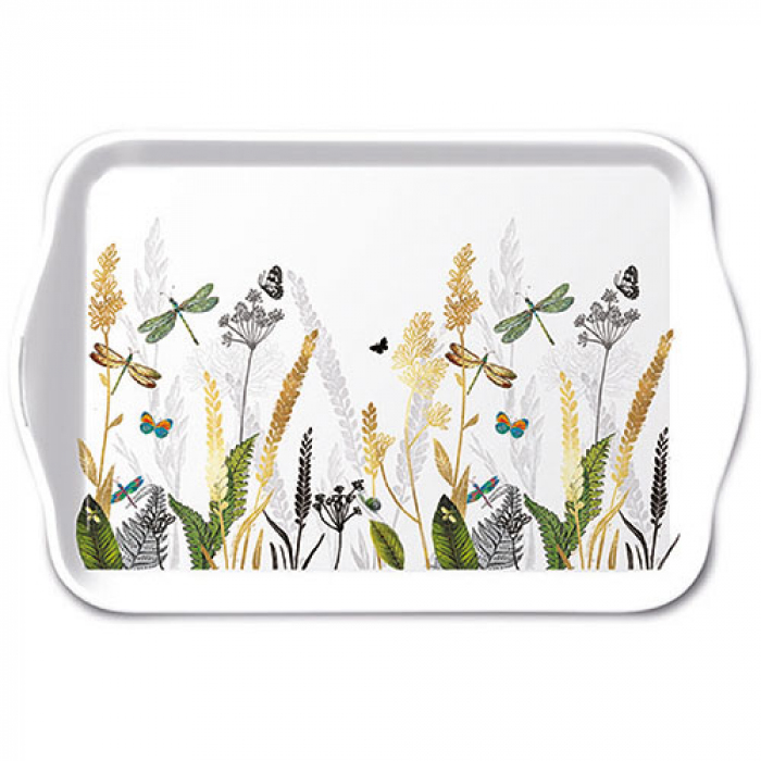 Ambiente Papierserviette Tray Melamine – Tablett – 13 x 21 cm - Ornamental Flowers White