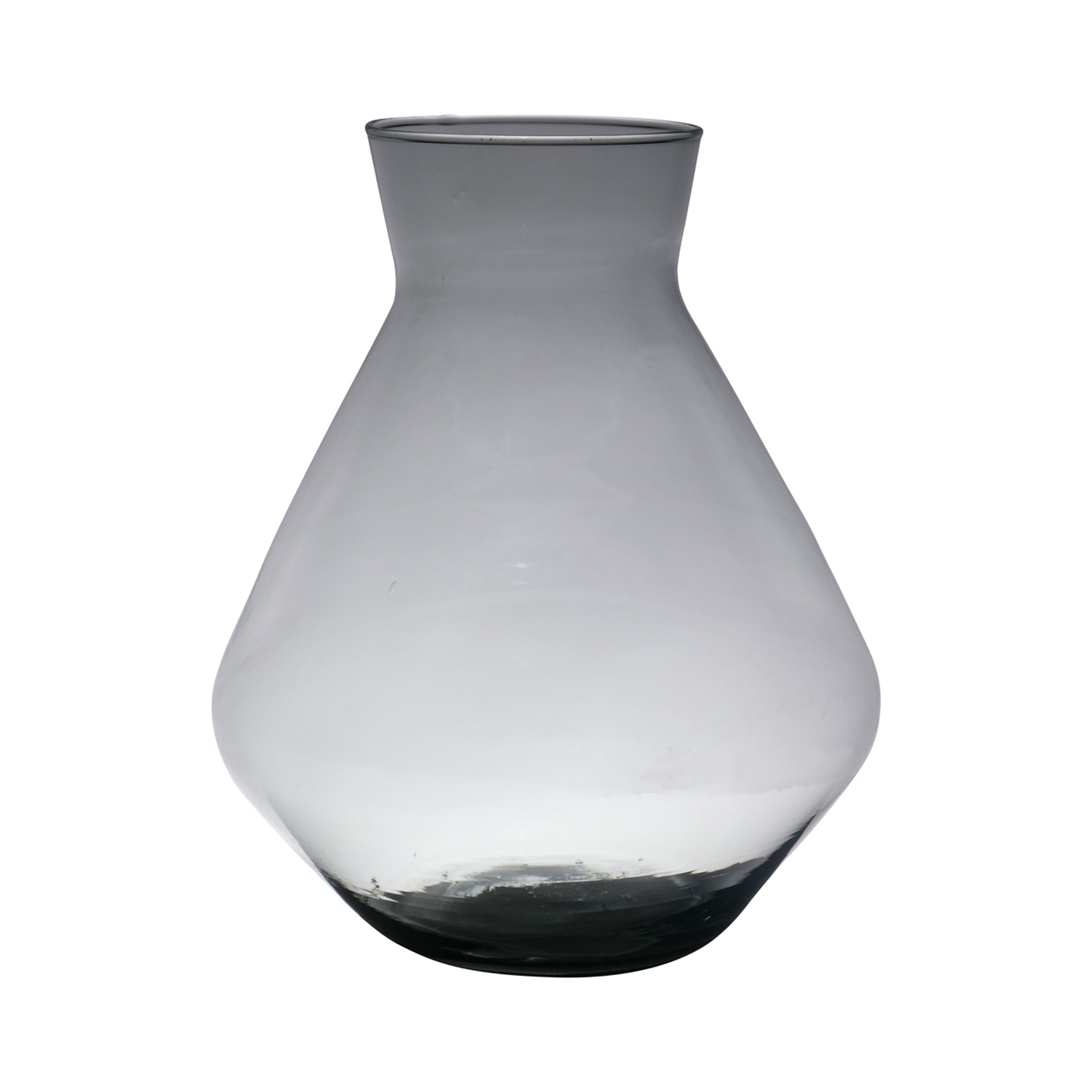Hakbijl Glass Bloemenvaas Alexandra - transparant zwart - eco glas - D19 x H25 cm - smoke glas -