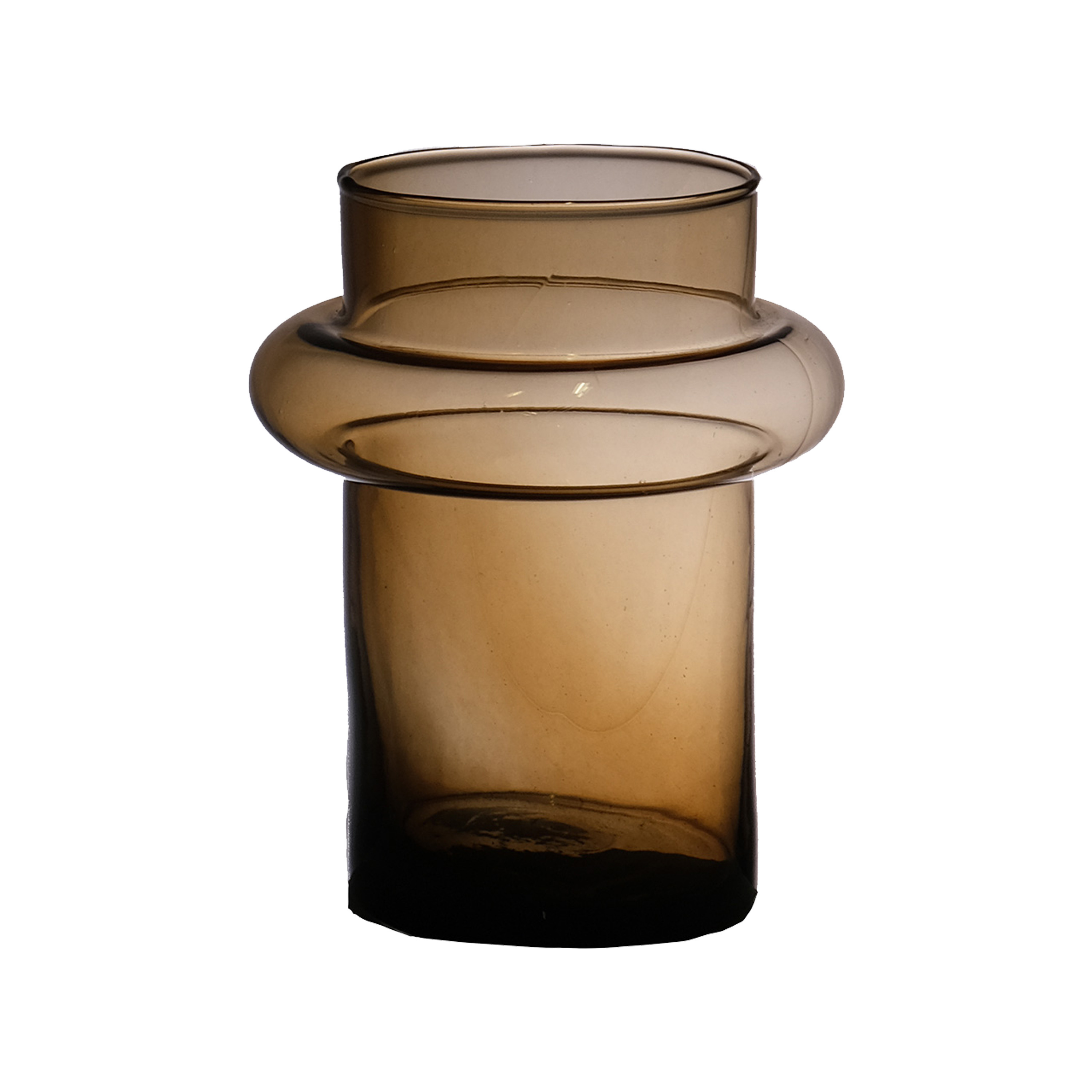 Hakbijl Glass Bloemenvaas Luna - transparant amber - eco glas - D15 x H20 cm - cilinder vaas -