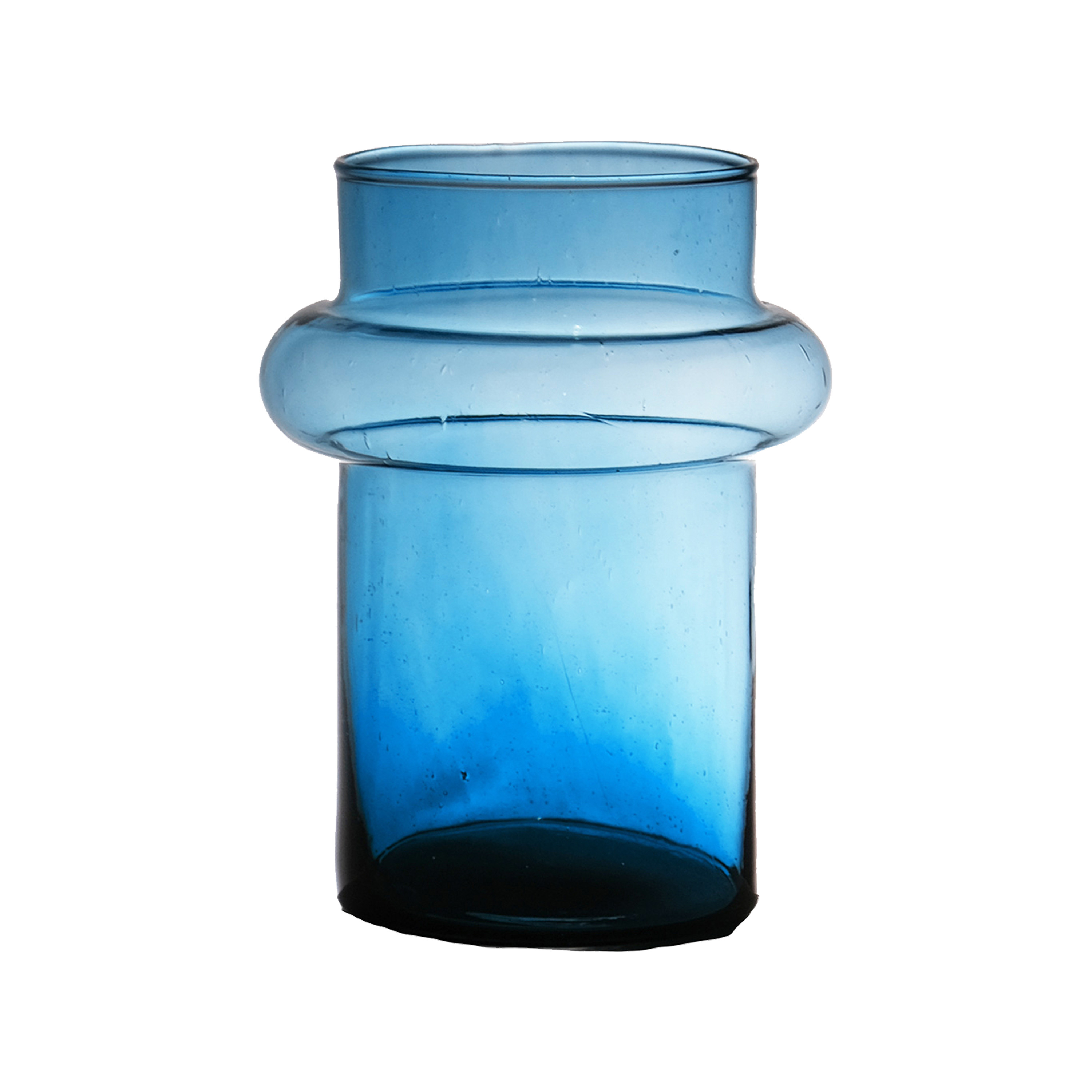 Hakbijl Glass Bloemenvaas Luna - transparant blauw - eco glas - D15 x H20 cm - cilinder vaas -