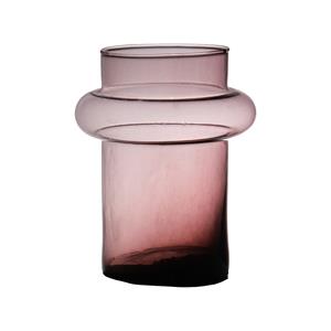 Hakbijl Glass Bloemenvaas Luna - transparant mauve - eco glas - D15 x H20 cm - cilinder vaas -