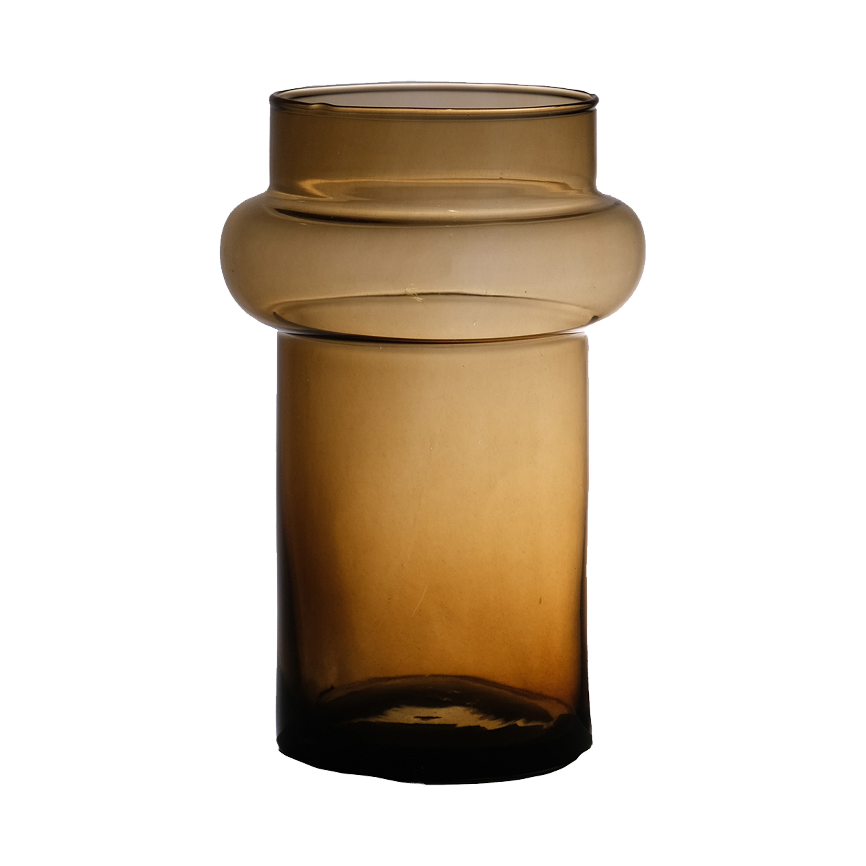 Hakbijl Glass Bloemenvaas Luna - transparant amber - eco glas - D16 x H25 cm - cilinder vaas -