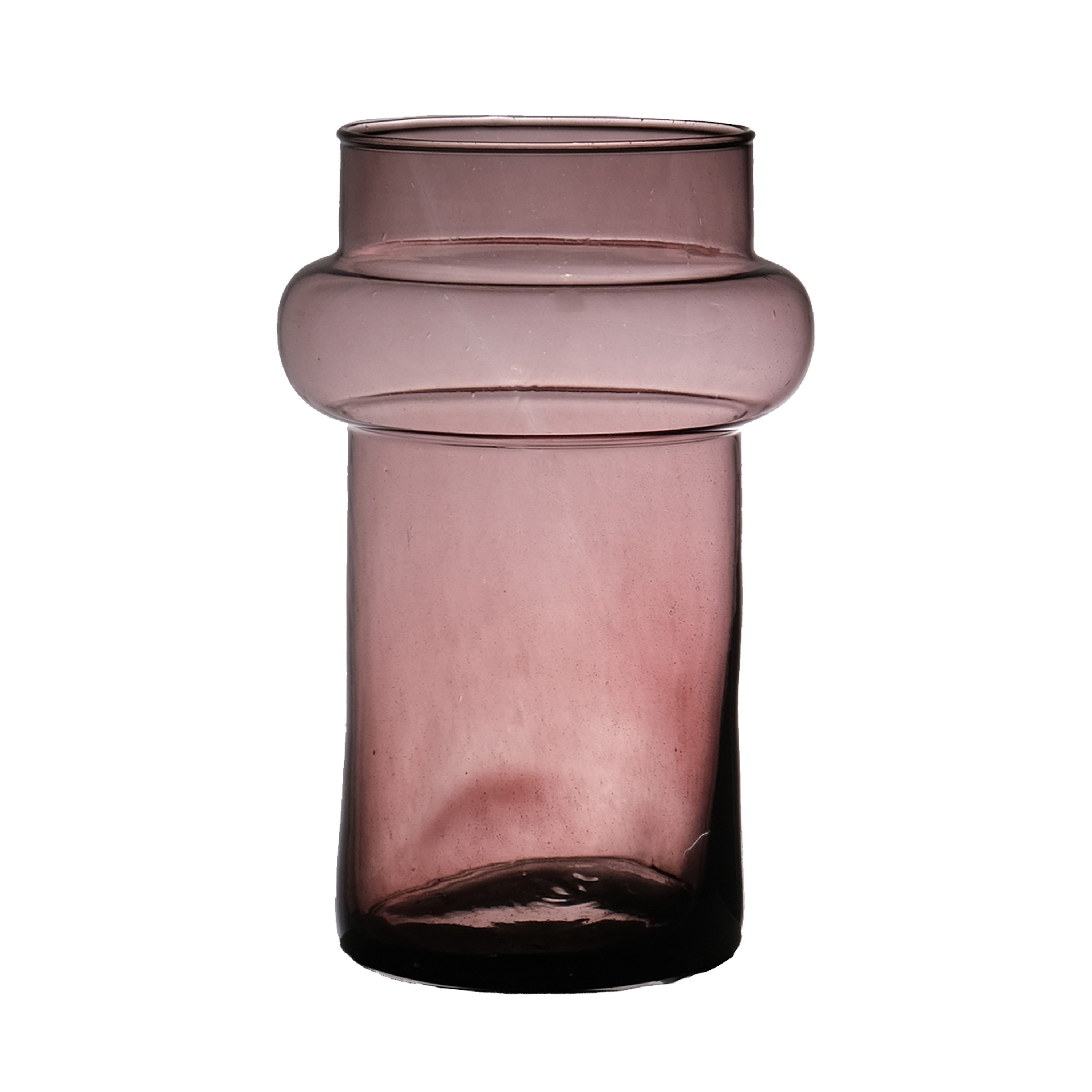 Hakbijl Glass Bloemenvaas Luna - transparant mauve - eco glas - D16 x H25 cm - cilinder vaas -