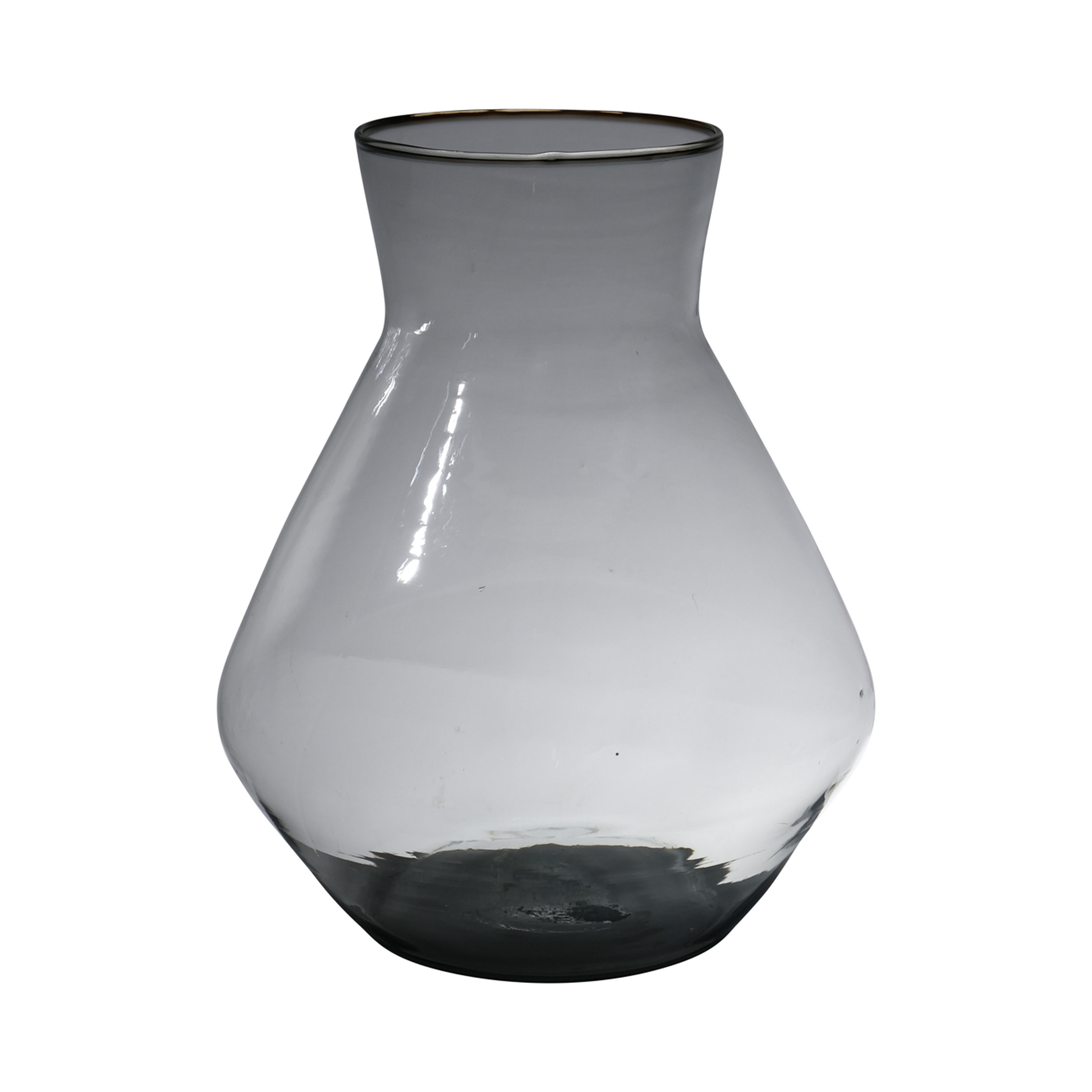 Hakbijl Glass Bloemenvaas Alexandra - transparant zwart - eco glas - D25 x H30 cm - smoke glas -
