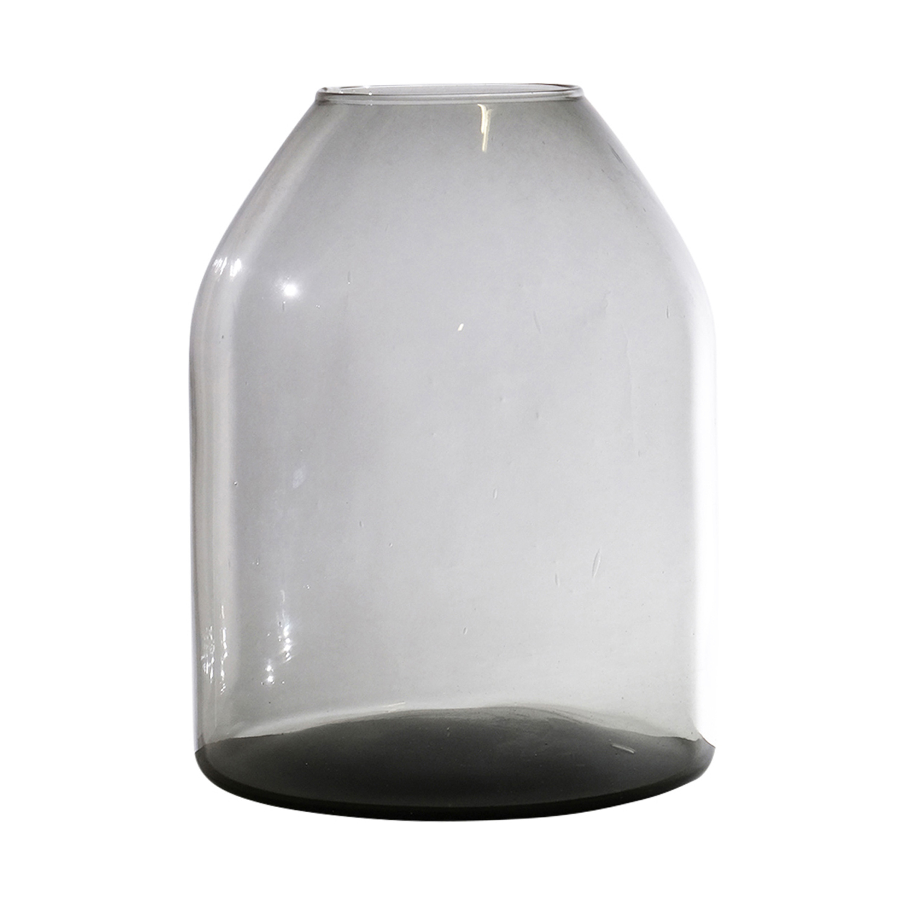 Hakbijl Glass Bloemenvaas Barcelona - transparant grijs - eco glas - D20 x H25 cm - smoke glas -