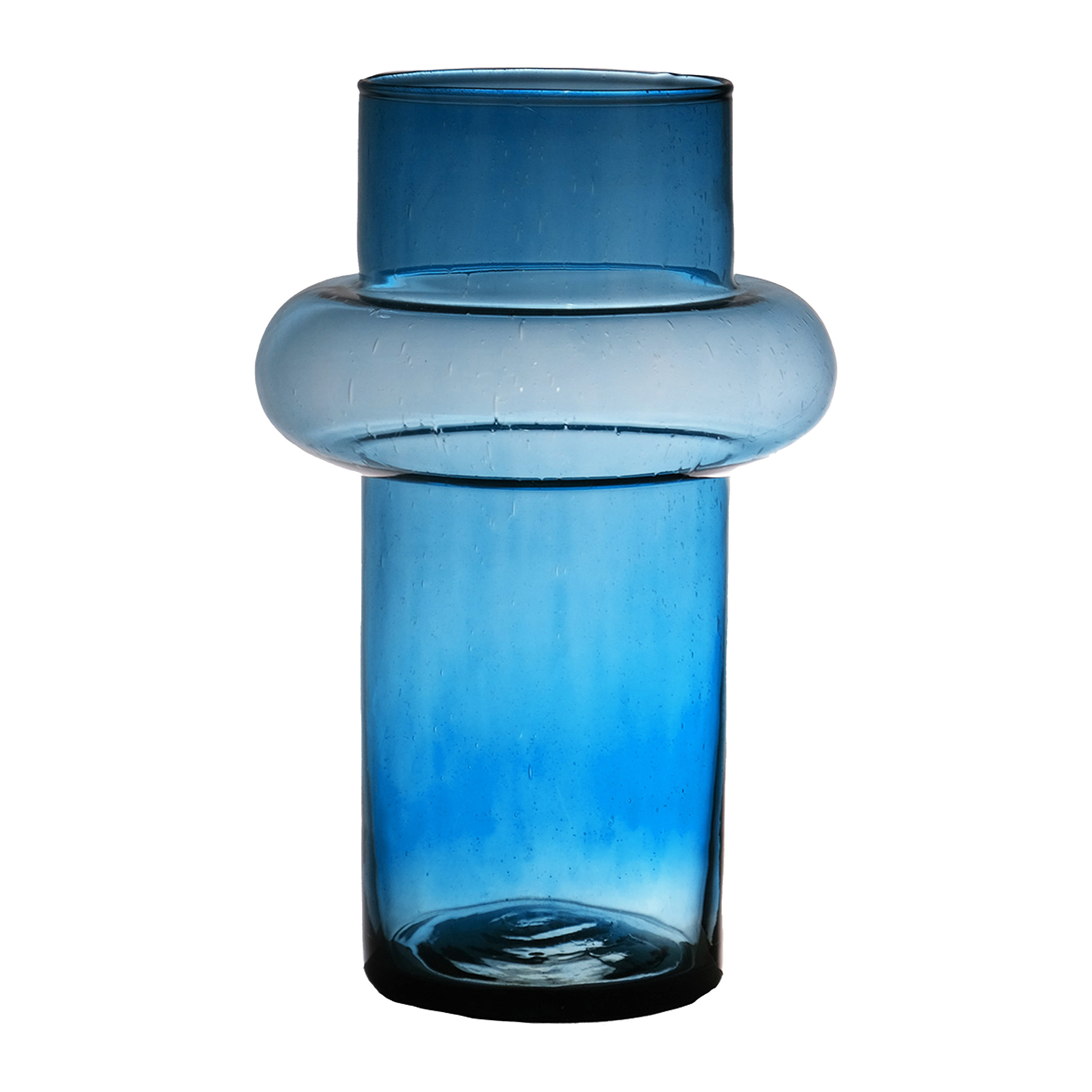 Hakbijl Glass Bloemenvaas Luna - transparant blauw - eco glas - D19 x H30 cm - cilinder vaas -