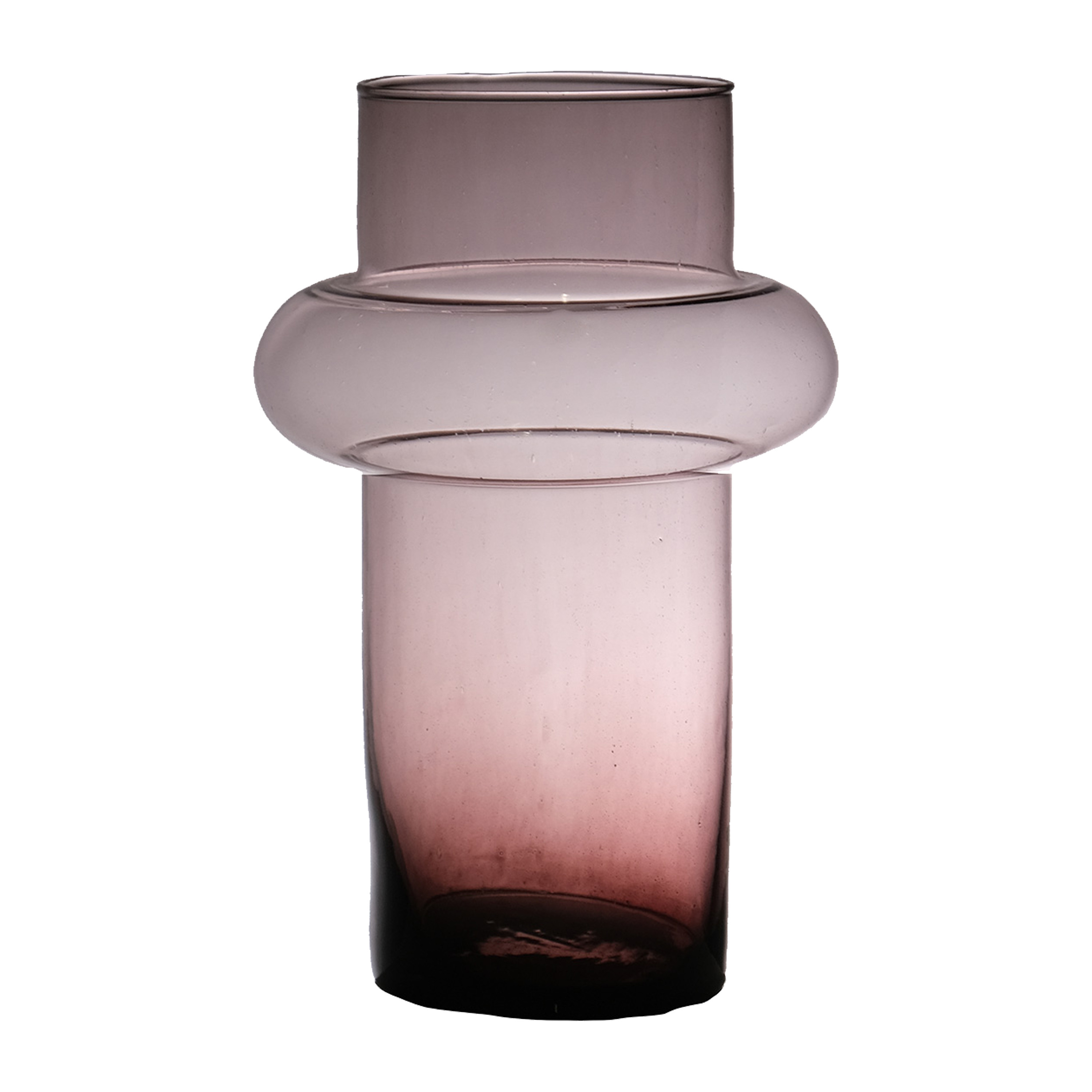 Hakbijl Glass Bloemenvaas Luna - transparant mauve - eco glas - D19 x H30 cm - cilinder vaas -