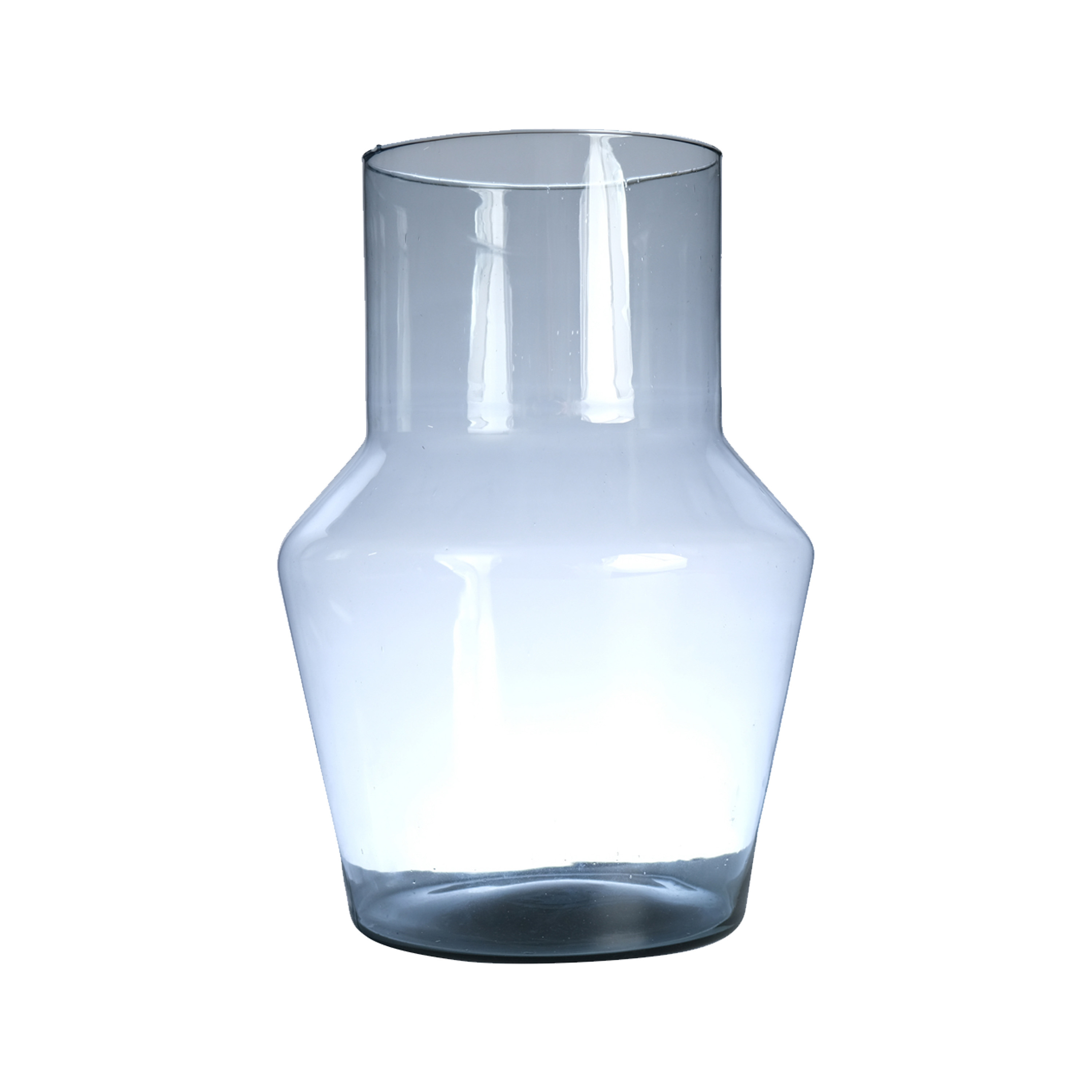 Hakbijl Glass Bloemenvaas Evie - transparant - eco glas - D28 x H40 cm - hoekige vaas -