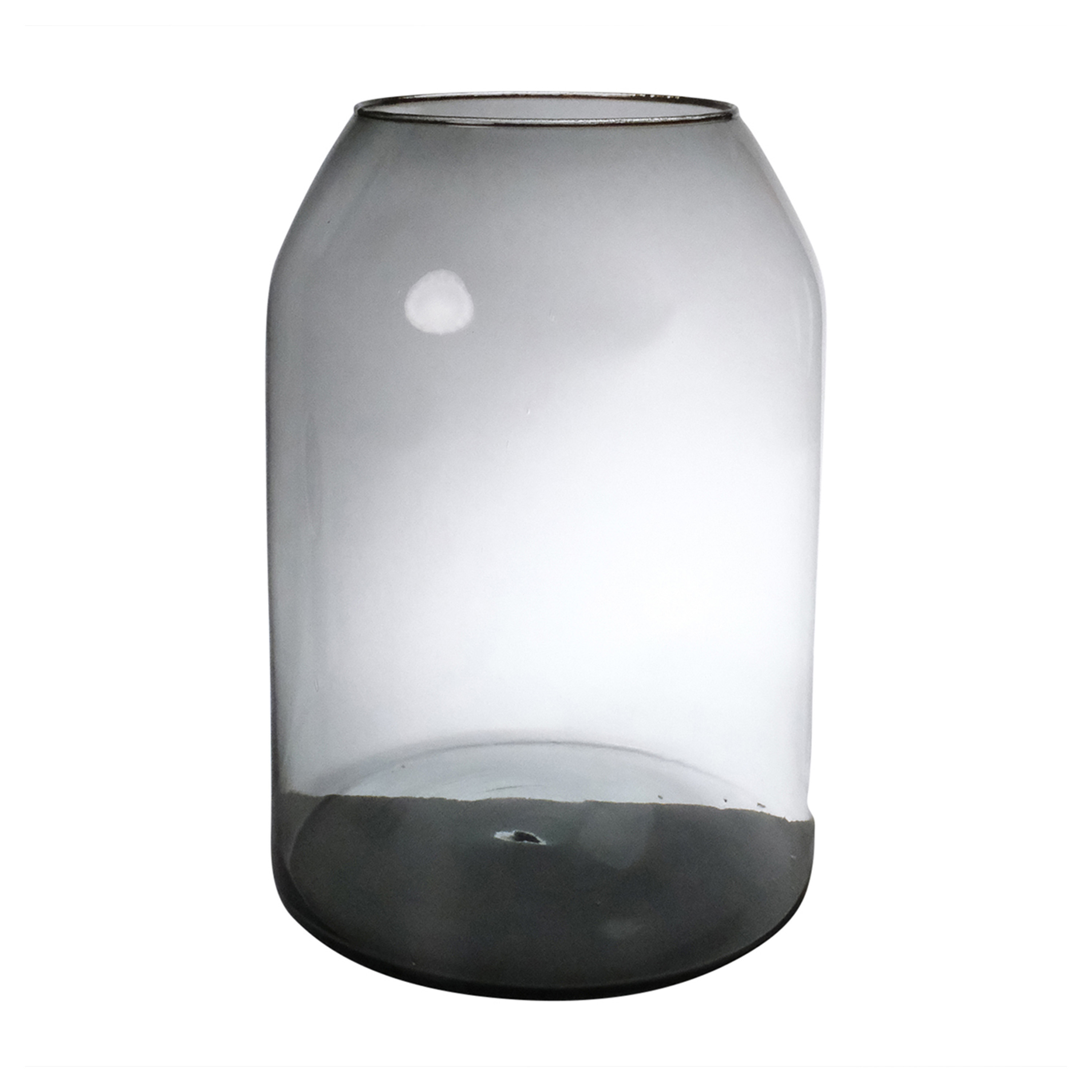 Hakbijl Glass Bloemenvaas Barcelona - transparant grijs - eco glas - D25 x H35 cm - smoke glas -
