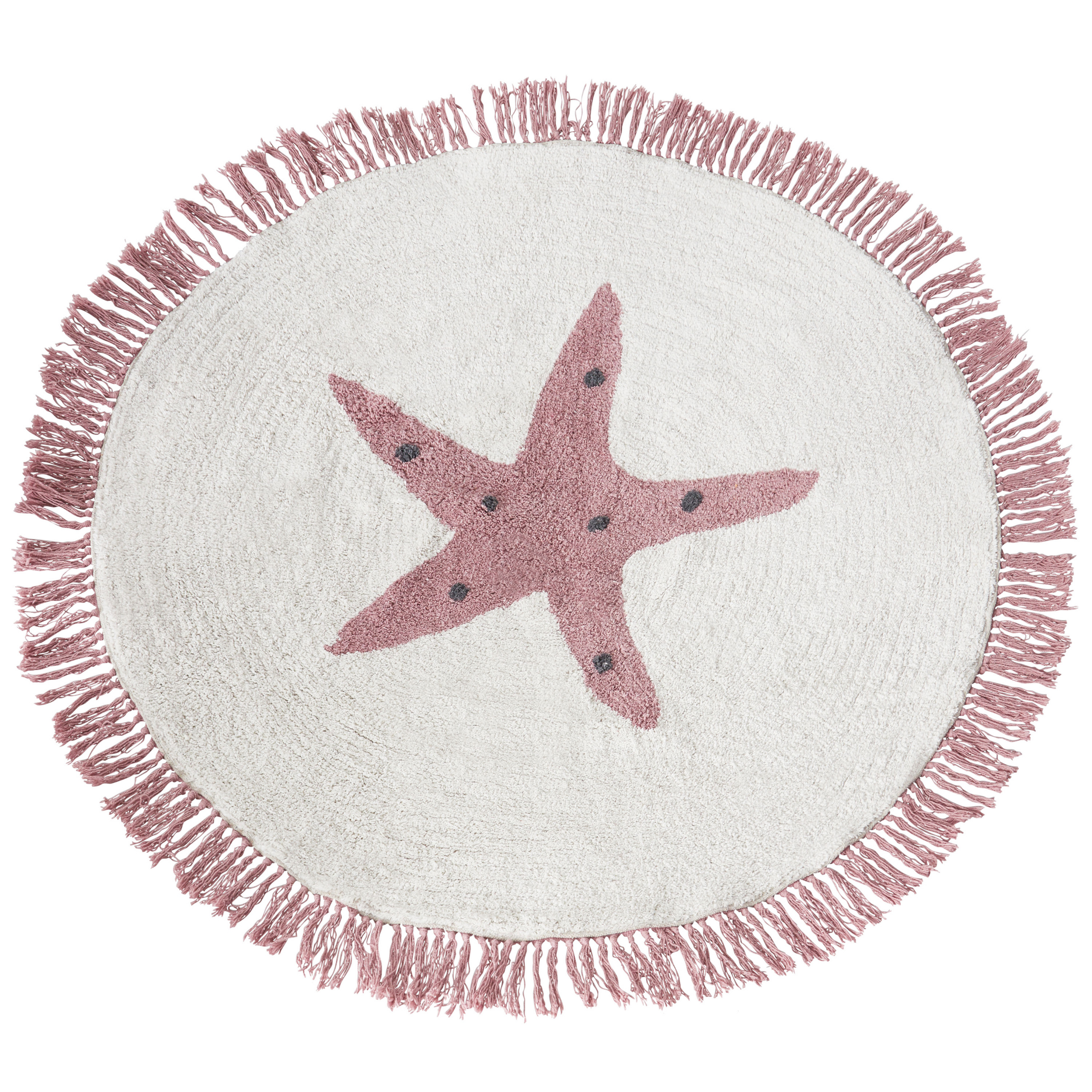 BELIANI Vloerkleed katoen wit ⌀ 120 cm STARS