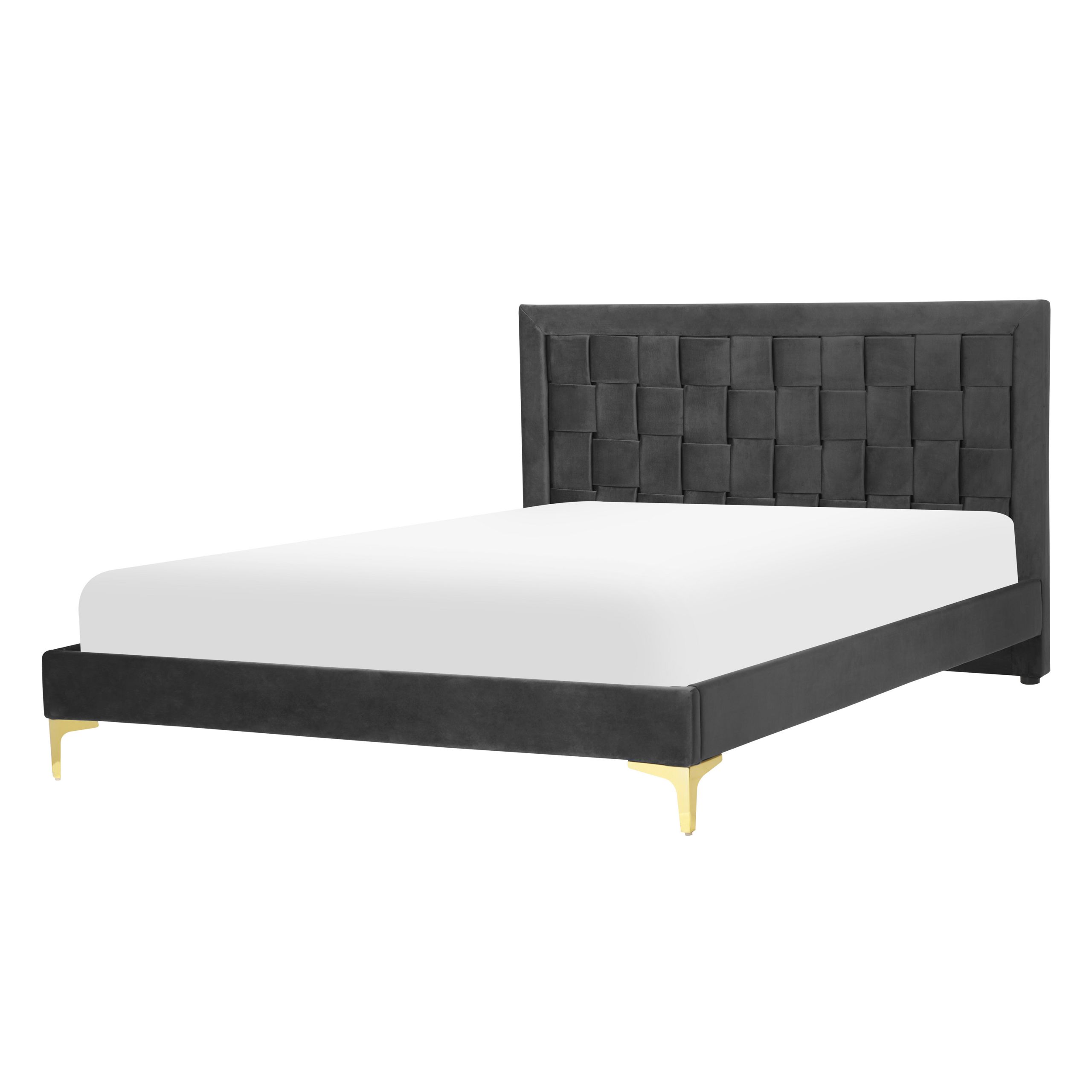 BELIANI Bed fluweel zwart 140 x 200 cm LIMOUX