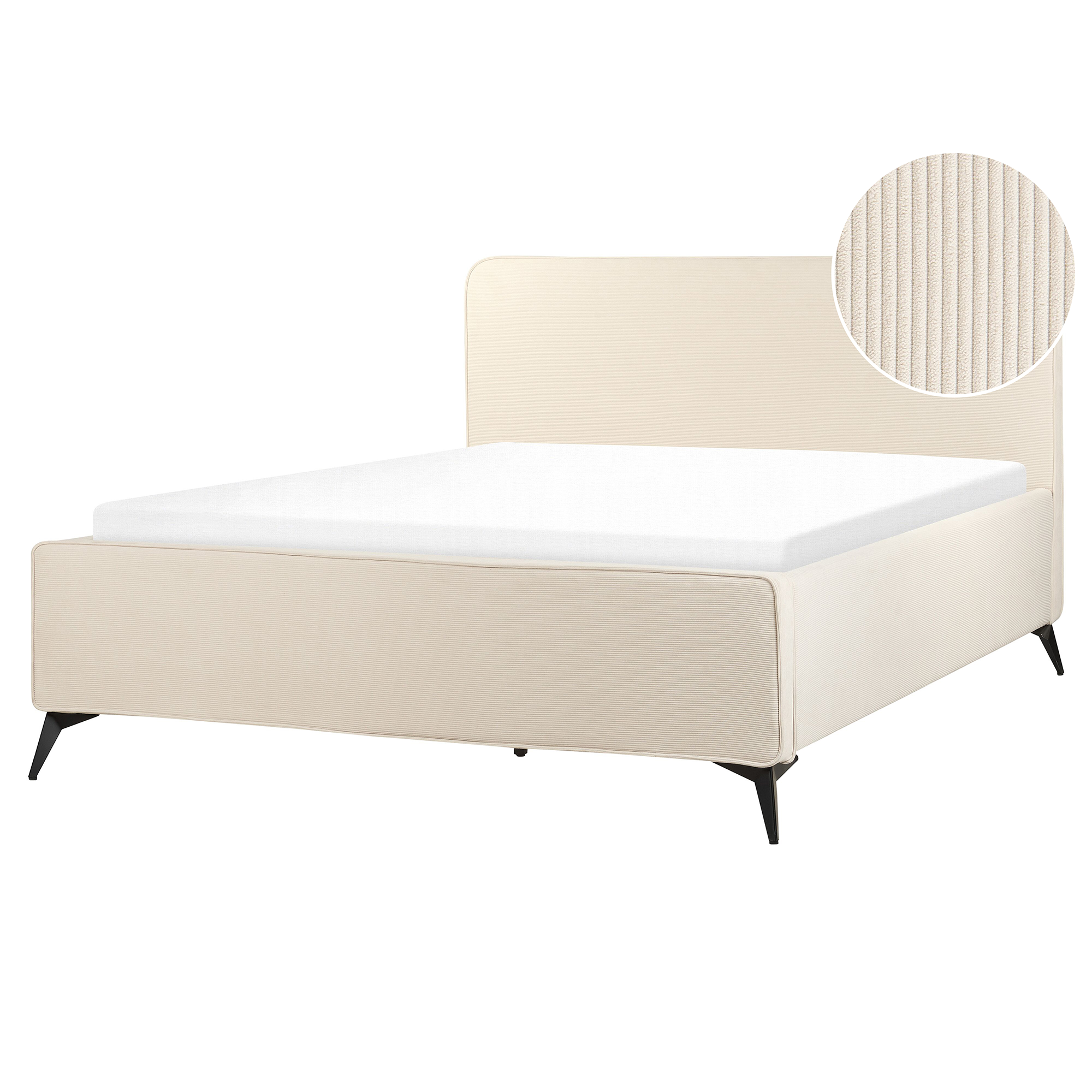 BELIANI Bed corduroy beige 160 x 200 cm VALOGNES