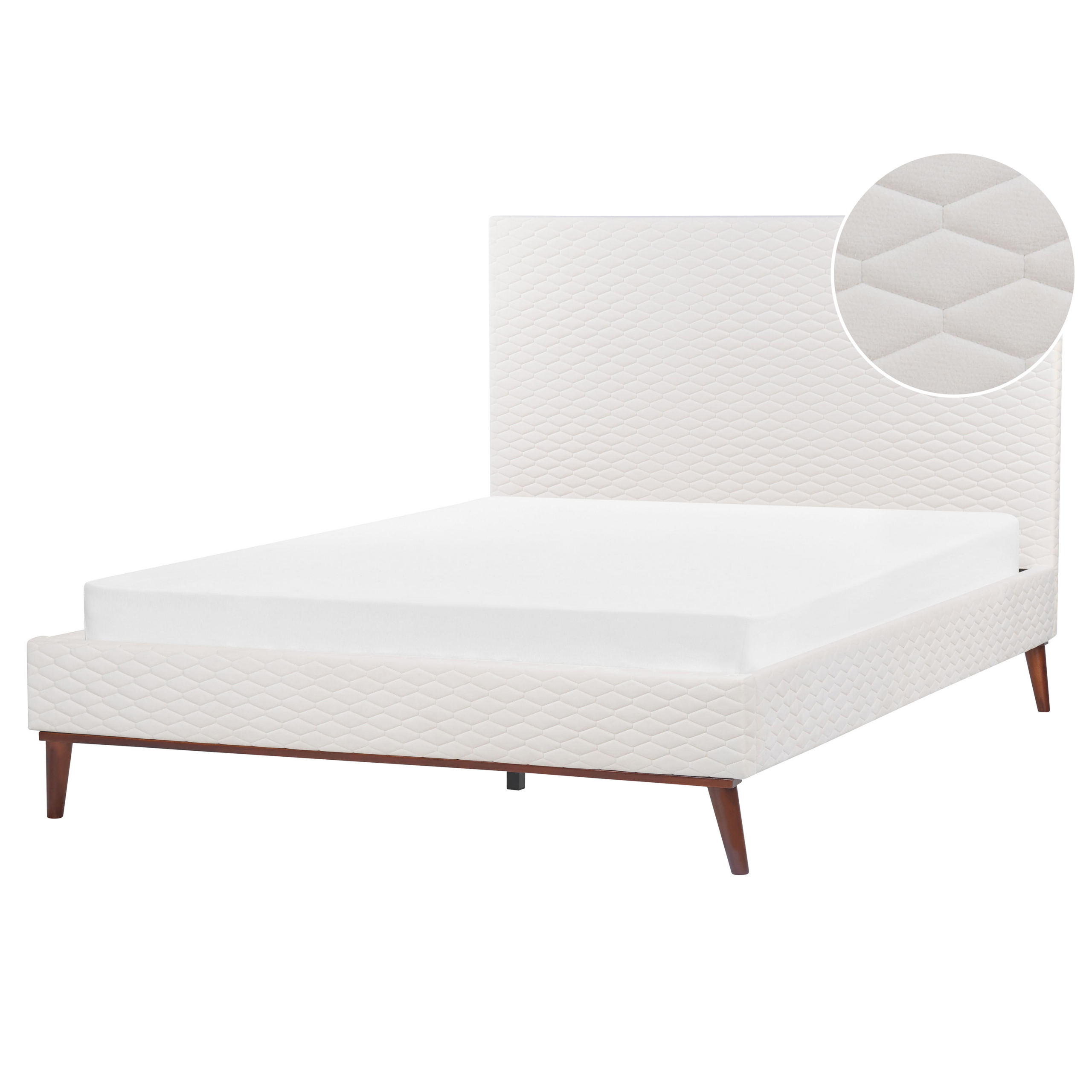 BELIANI Bed fluweel wit 140 x 200 cm BAYONNE