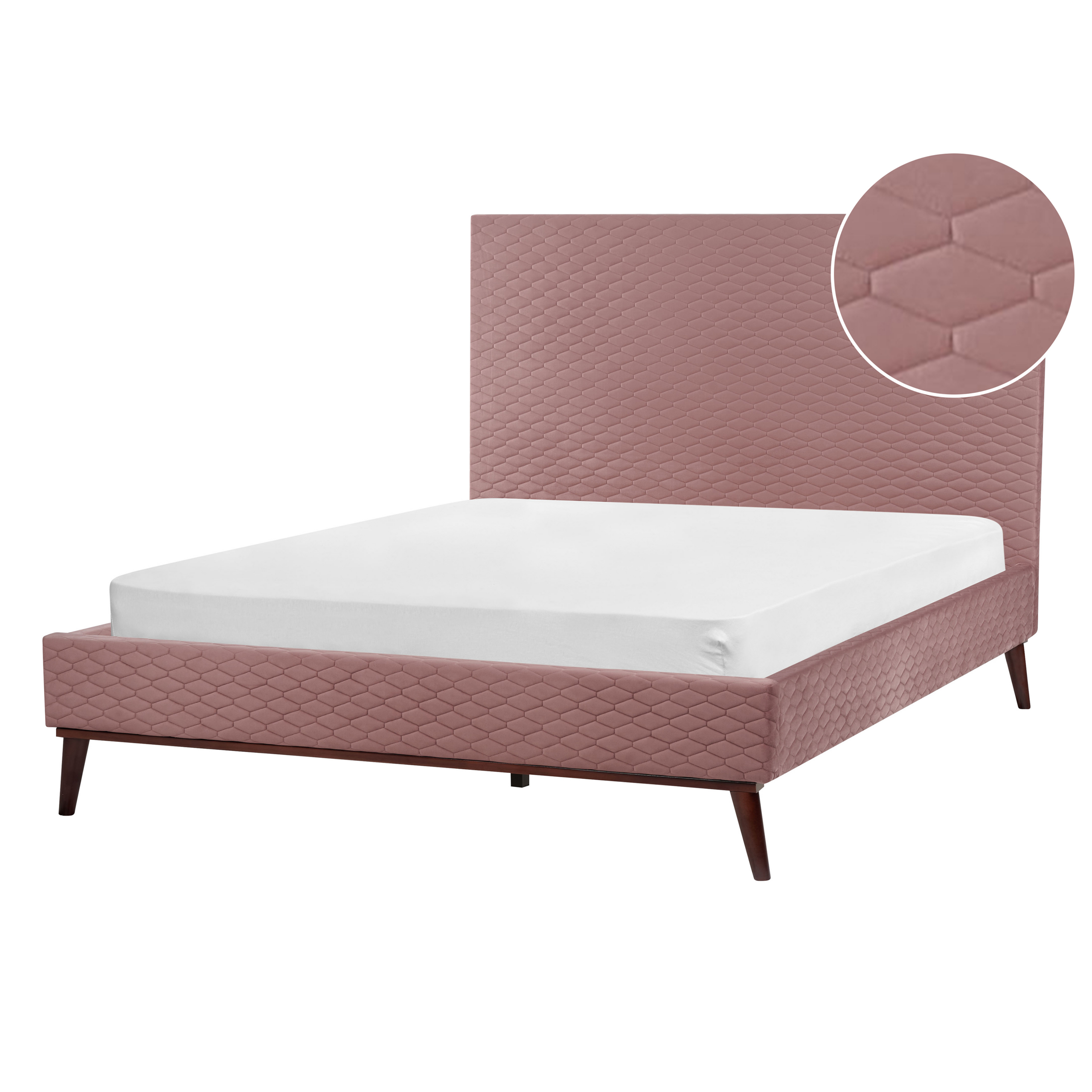 BELIANI Bed fluweel roze 140 x 200 cm BAYONNE