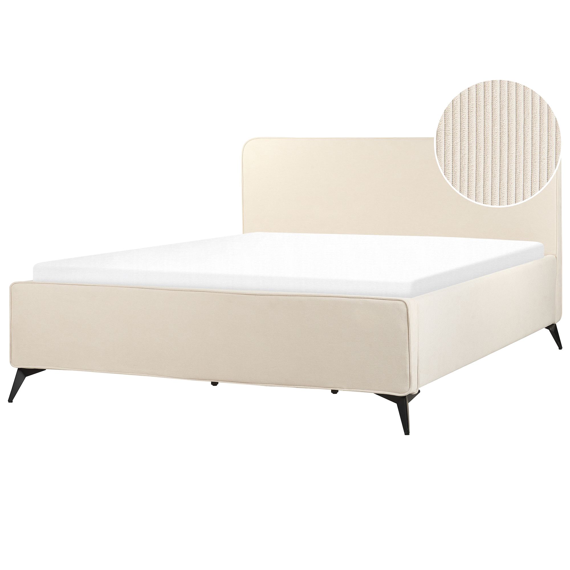 BELIANI Bed corduroy beige 180 x 200 cm VALOGNES