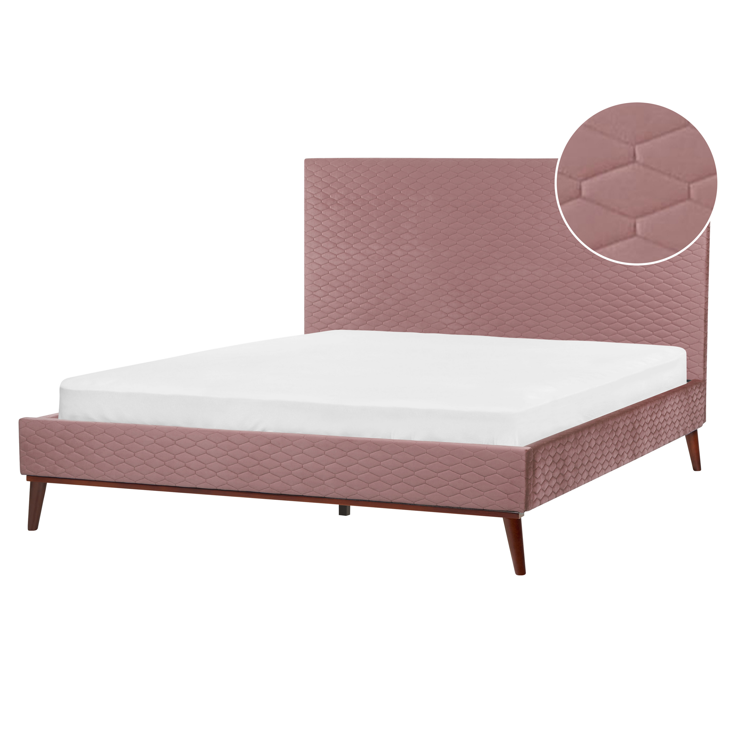 BELIANI Bed fluweel roze 160 x 200 cm BAYONNE