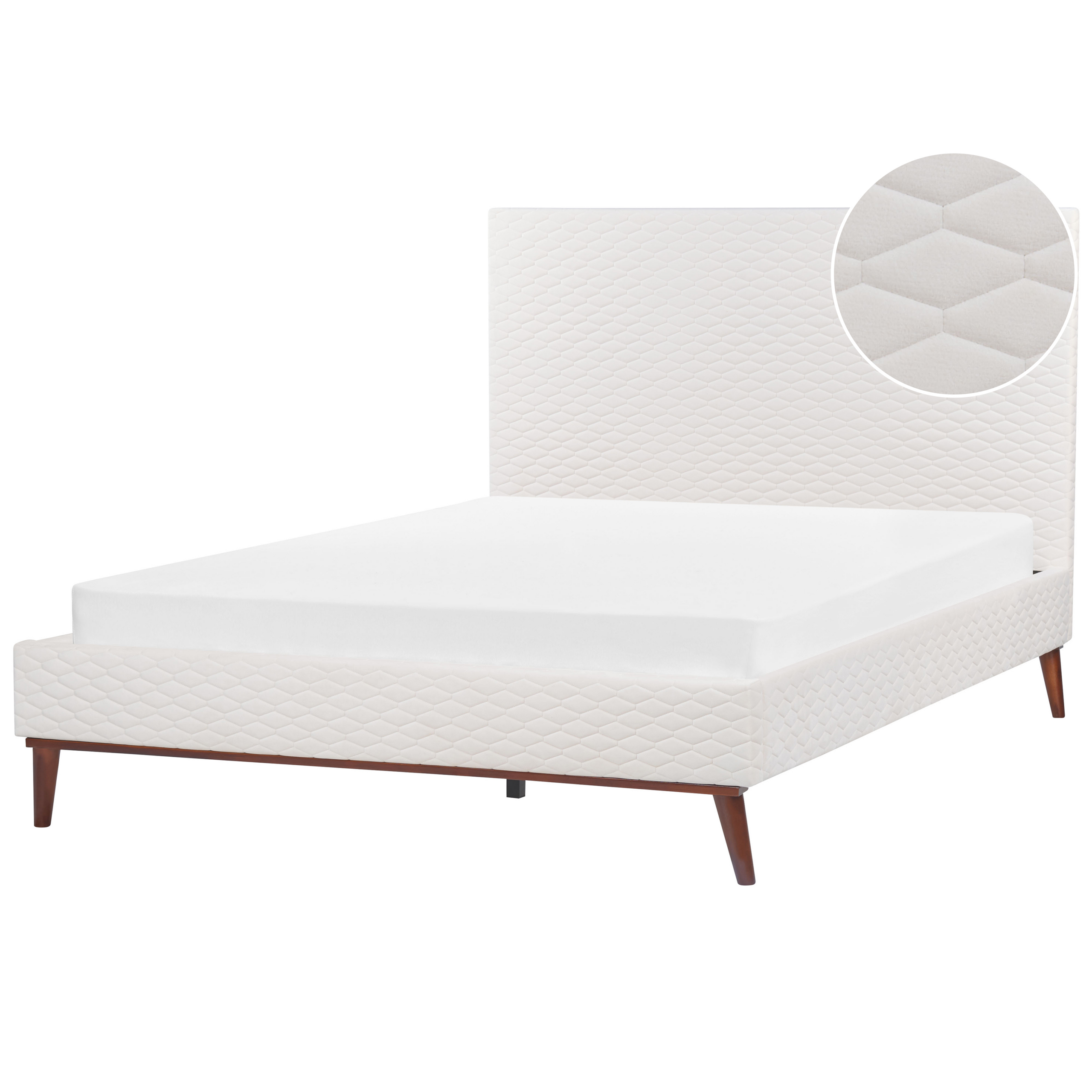 BELIANI Bed fluweel wit 160 x 200 cm BAYONNE