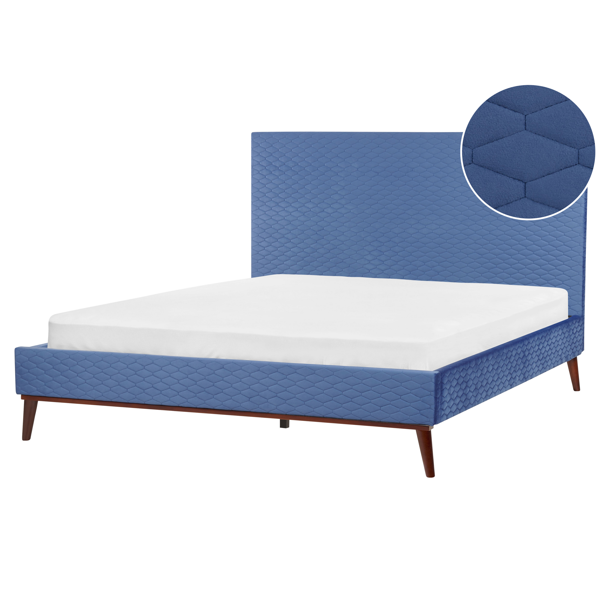 BELIANI Bed fluweel blauw 160 x 200 cm BAYONNE