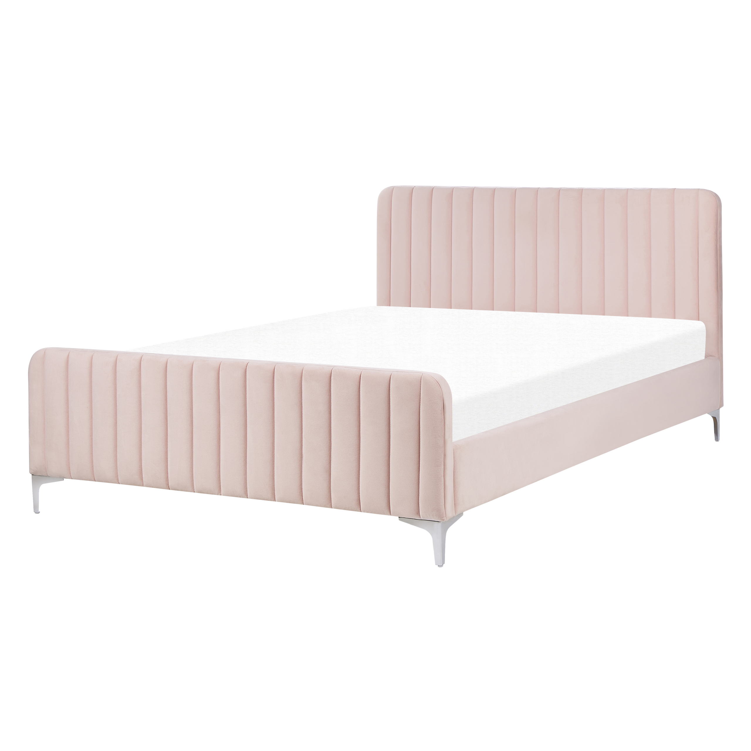 BELIANI Bed fluweel roze 140 x 200 cm LUNAN