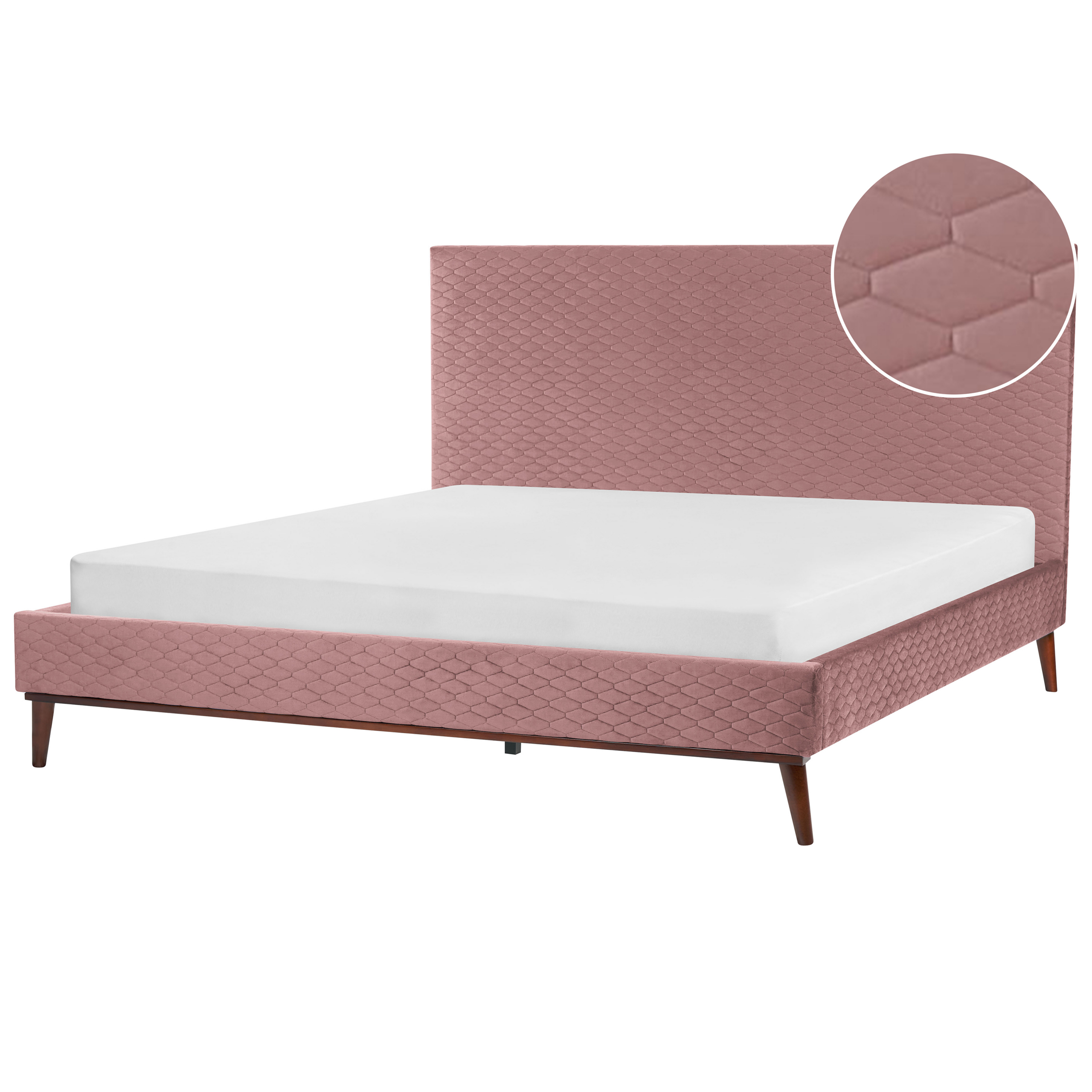 BELIANI Bed fluweel roze 180 x 200 cm BAYONNE