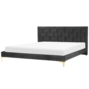 BELIANI Bed fluweel zwart 180 x 200 cm LIMOUX