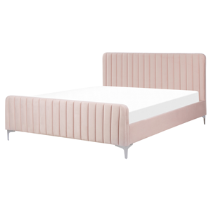 BELIANI Bed fluweel roze 160 x 200 cm LUNAN