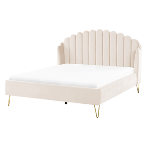 BELIANI Bed fluweel beige 160 x 200 cm AMBILLOU