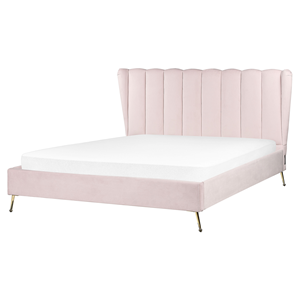 BELIANI Bed fluweel roze 160 x 200 cm MIRIBEL