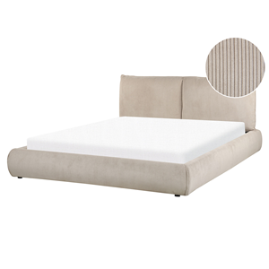 BELIANI Bed corduroy taupe 160 x 200 cm VINAY