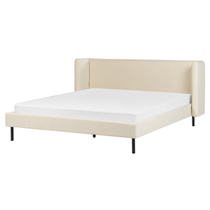 BELIANI Bed fluweel beige 160 x 200 cm ARETTE