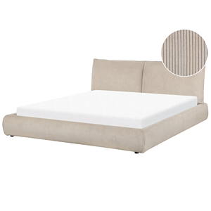 BELIANI Bed corduroy taupe 180 x 200 cm VINAY