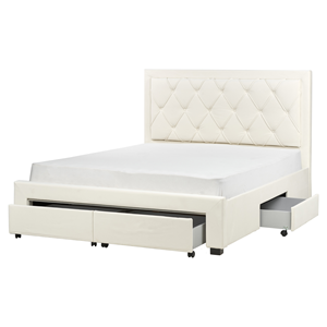 BELIANI Bed met opbergruimte fluweel crème 160 x 200 cm LIEVIN