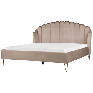 BELIANI Bed fluweel taupe 180 x 200 cm AMBILLOU