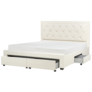 BELIANI Bed met opbergruimte fluweel crème 180 x 200 cm LIEVIN