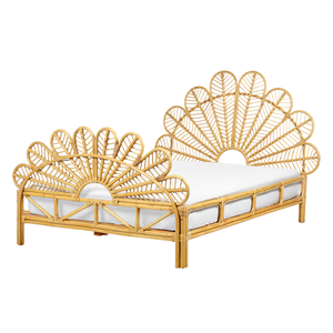 BELIANI Bed rotan lichtbruin 140 x 200 cm FLORENTINE