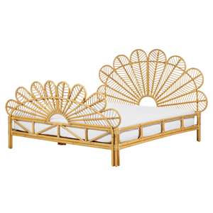 BELIANI Bed rotan lichtbruin 160 x 200 cm FLORENTINE