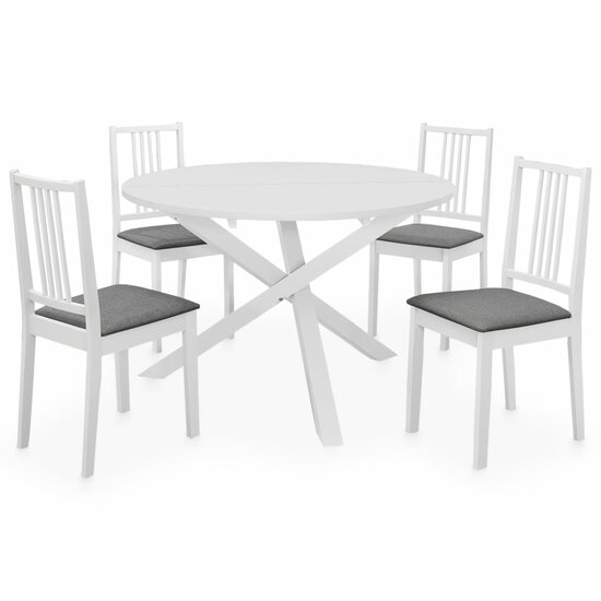 Meubelen-Online Eethoek Marga rond hout Wit 4 stoelen