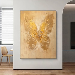 Light in the box met de hand geschilderde gouden vlinder schilderij goud abstracte originele grote schilderijen op canvas textuur muur foto home decor voor woonkamer geen frame