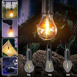 Light in the box draagbare campinglamp led-kampeerlamp met haak draagbare lantaarn type-c opladen waterdicht voor wandelen vissen