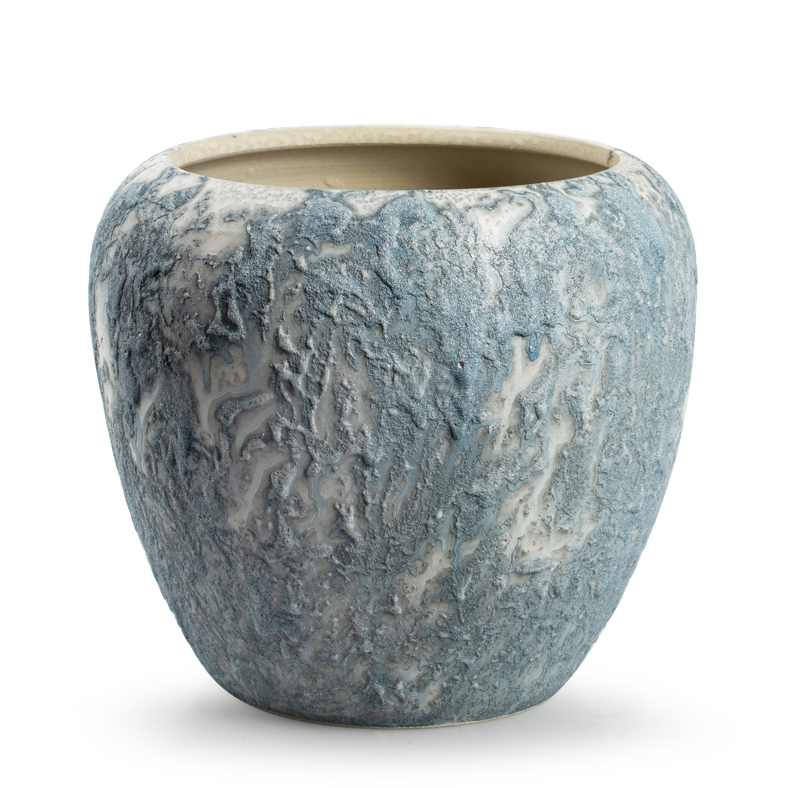 Jodeco Plantenpot/bloempot Marble - wit/ijsblauw - keramiek - D20 x H18 cm -