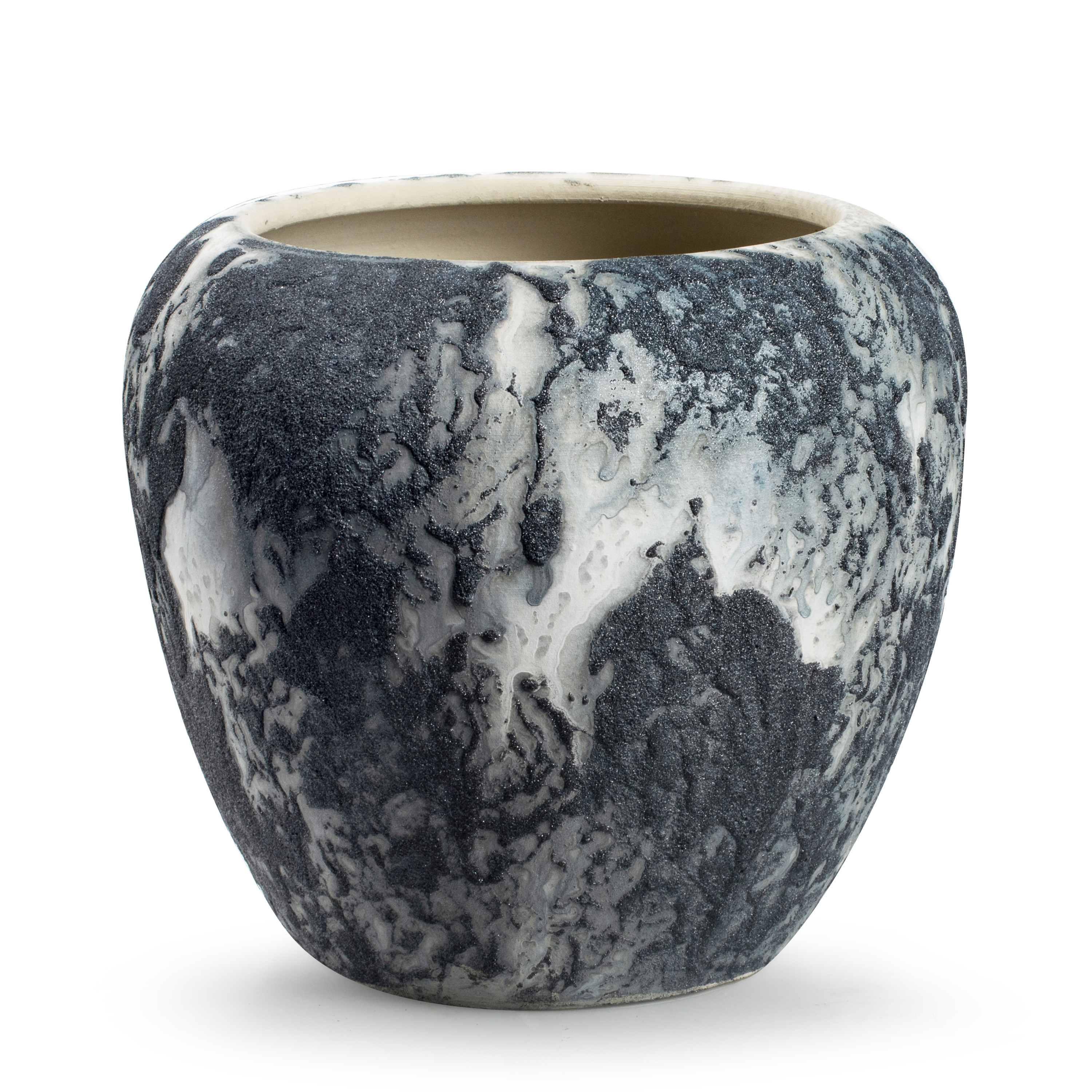 Jodeco Plantenpot/bloempot Marble - wit/zwart - keramiek - D20 x H18 cm -
