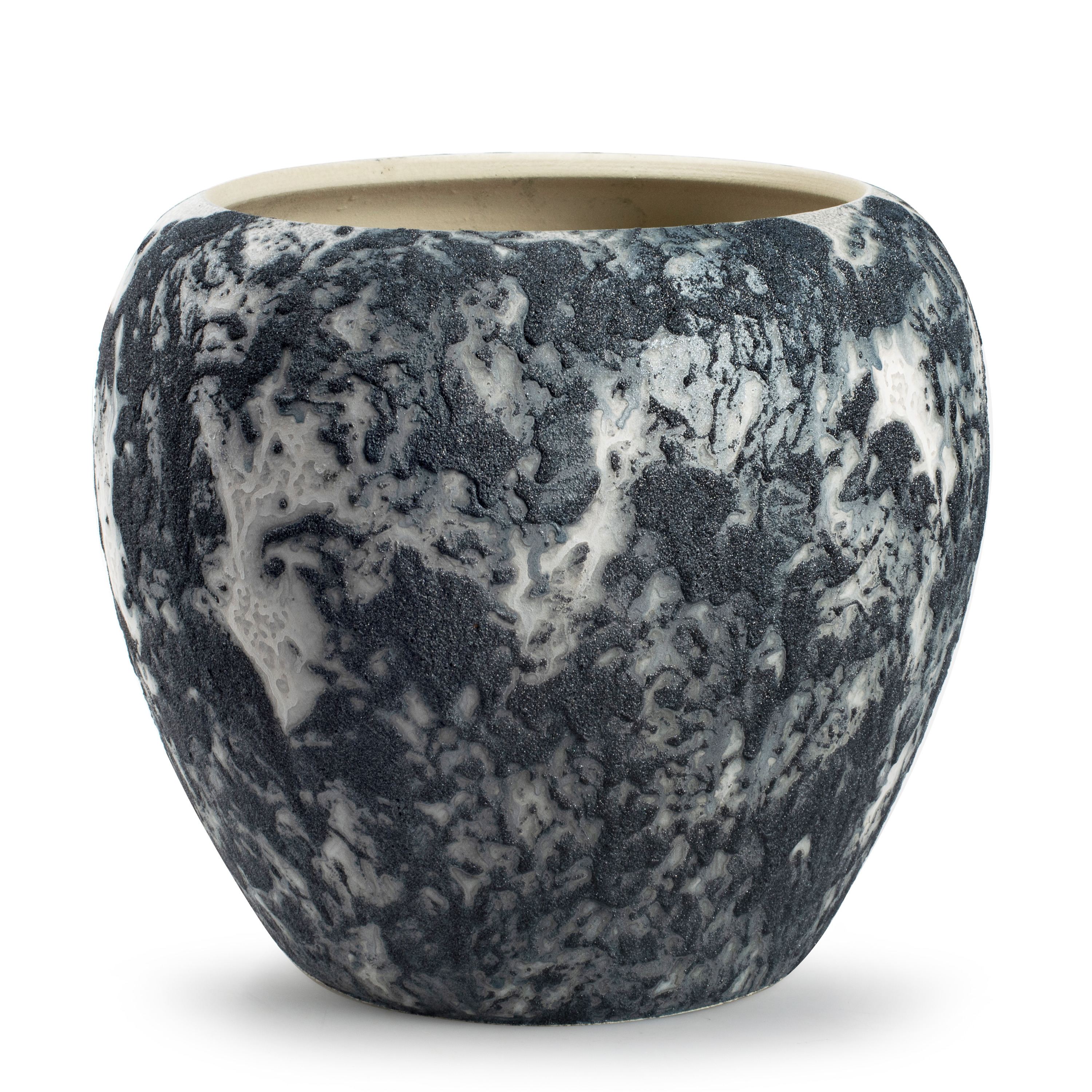 Jodeco Plantenpot/bloempot Marble - wit/zwart - keramiek - D24 x H22 cm -