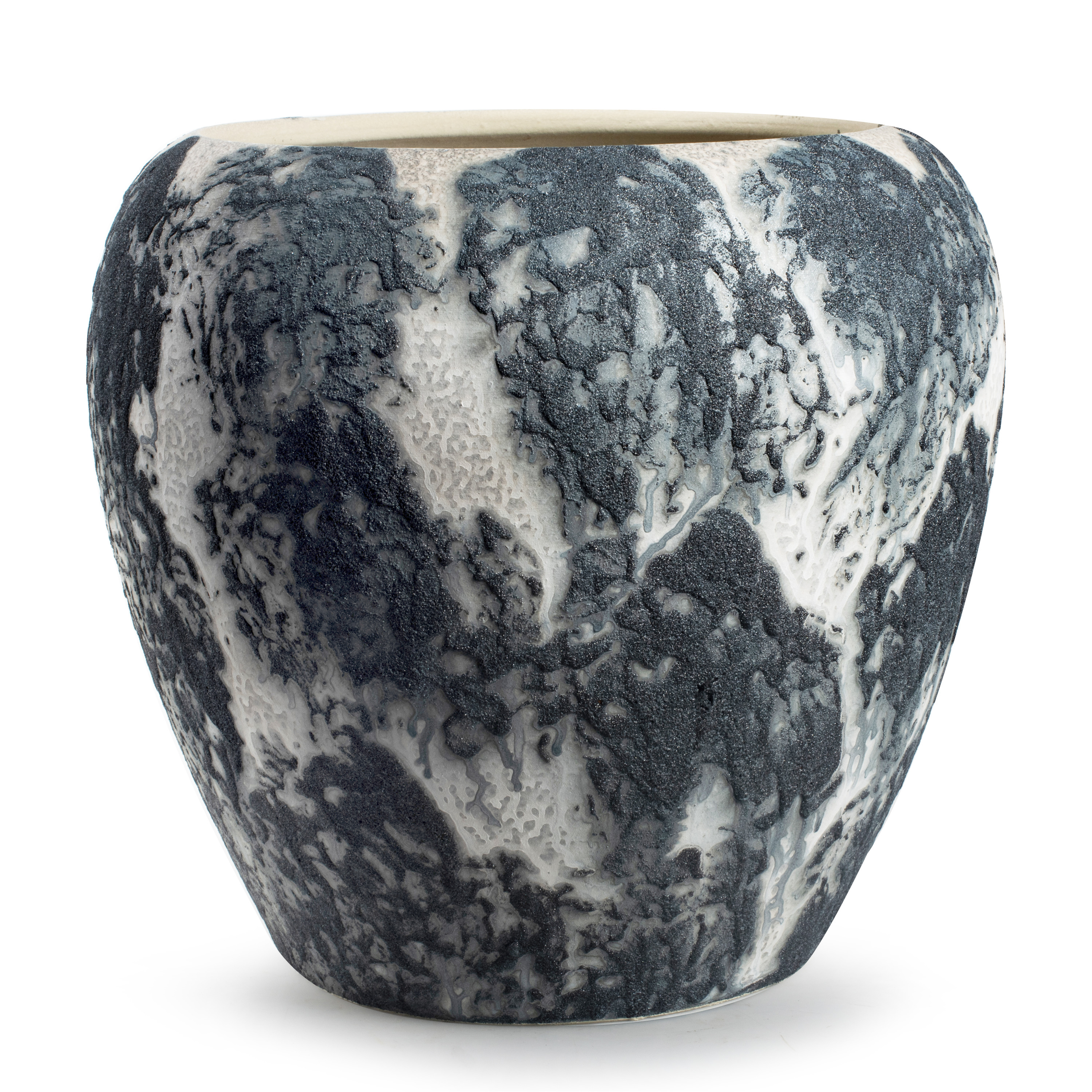 Jodeco Plantenpot/bloempot Marble - wit/zwart - keramiek - D29 x H26 cm -