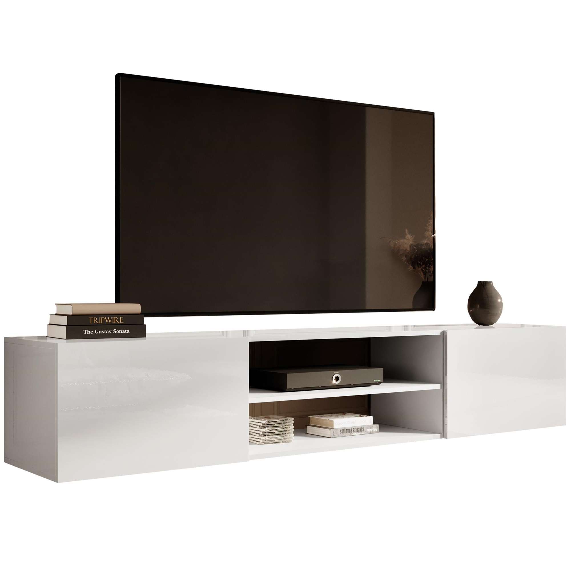 Home Style Zwevend Tv-meubel Slide 200 cm breed hoogglans wit