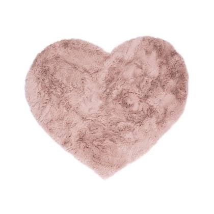 Tapeso Kindervloerkleed hartje - Fluffy roze - 70x80 cm